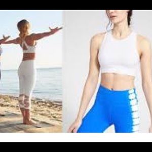 Athleta white deep breath sports bra